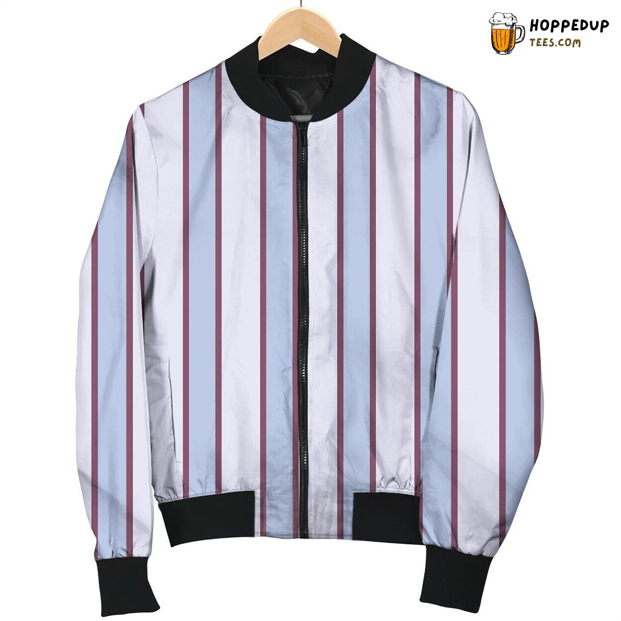 Blue And Purple Hairline Stripe Bomber Jacket