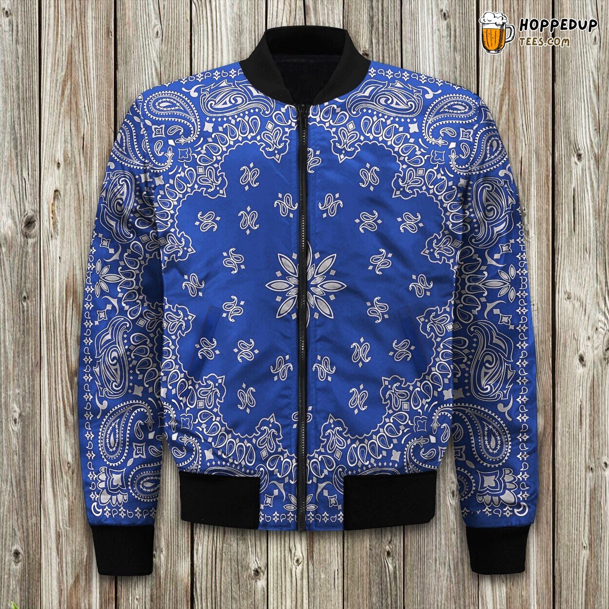 Blue Bandana Pattern Inspiration Bomber Jacket Winter’s Western Stylish Charm