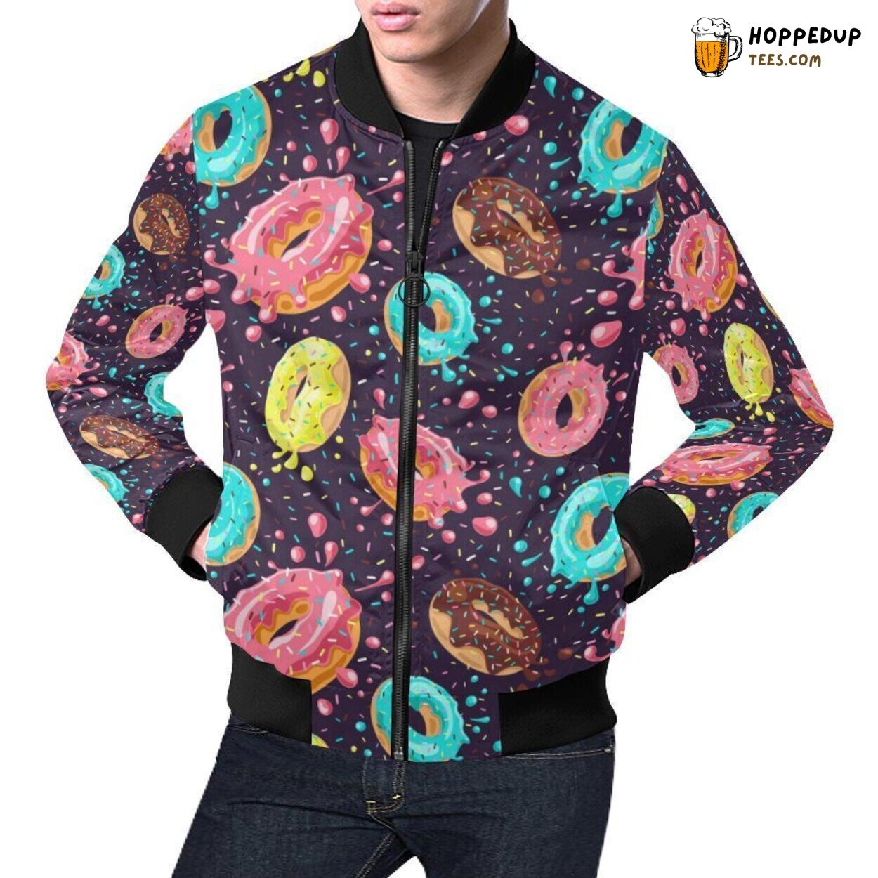 Blue Donut Distinct Pattern Men’s Bomber Jacket Unique Design Exclusive Blue Donut Distinct Pattern Men’s Bomber Jacket Unique Design Exclusive