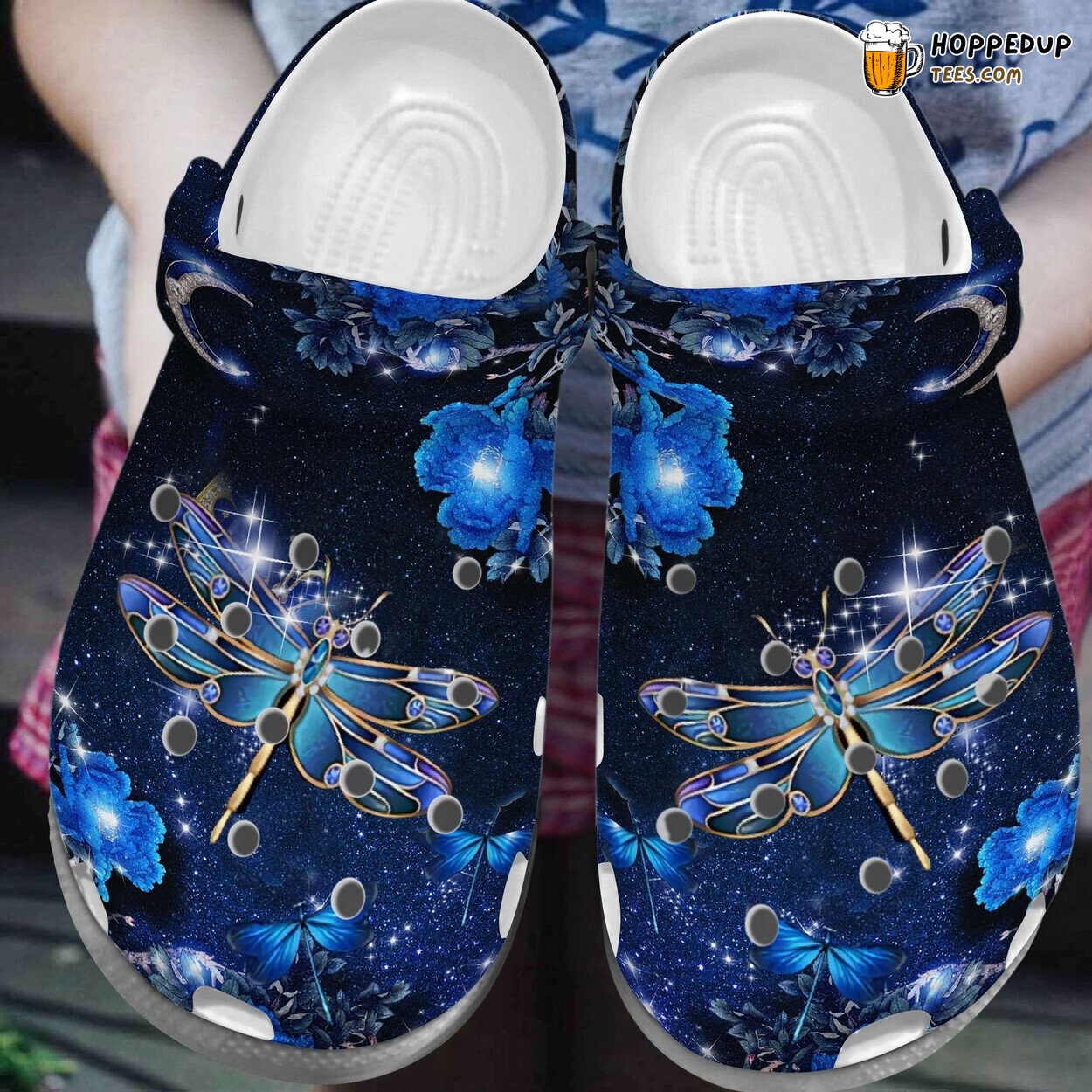 Blue Dragonfly Twinkle Shoes Flower Theme Croc Clogs Birthday Girl Gift