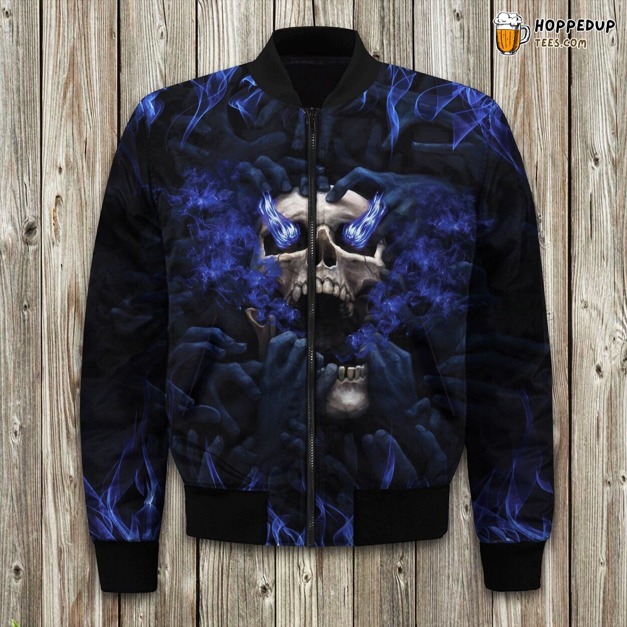 Blue Eyes Screaming Skull Kl Bomber Jacket