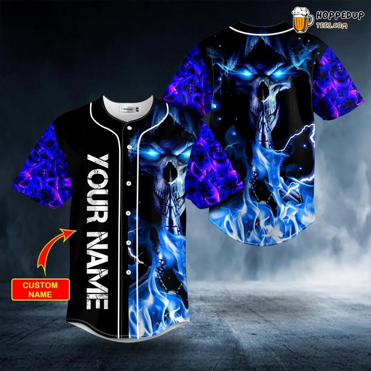 Blue Fire Grim Reaper Prayer Unique Tailored Baseball Jersey Design