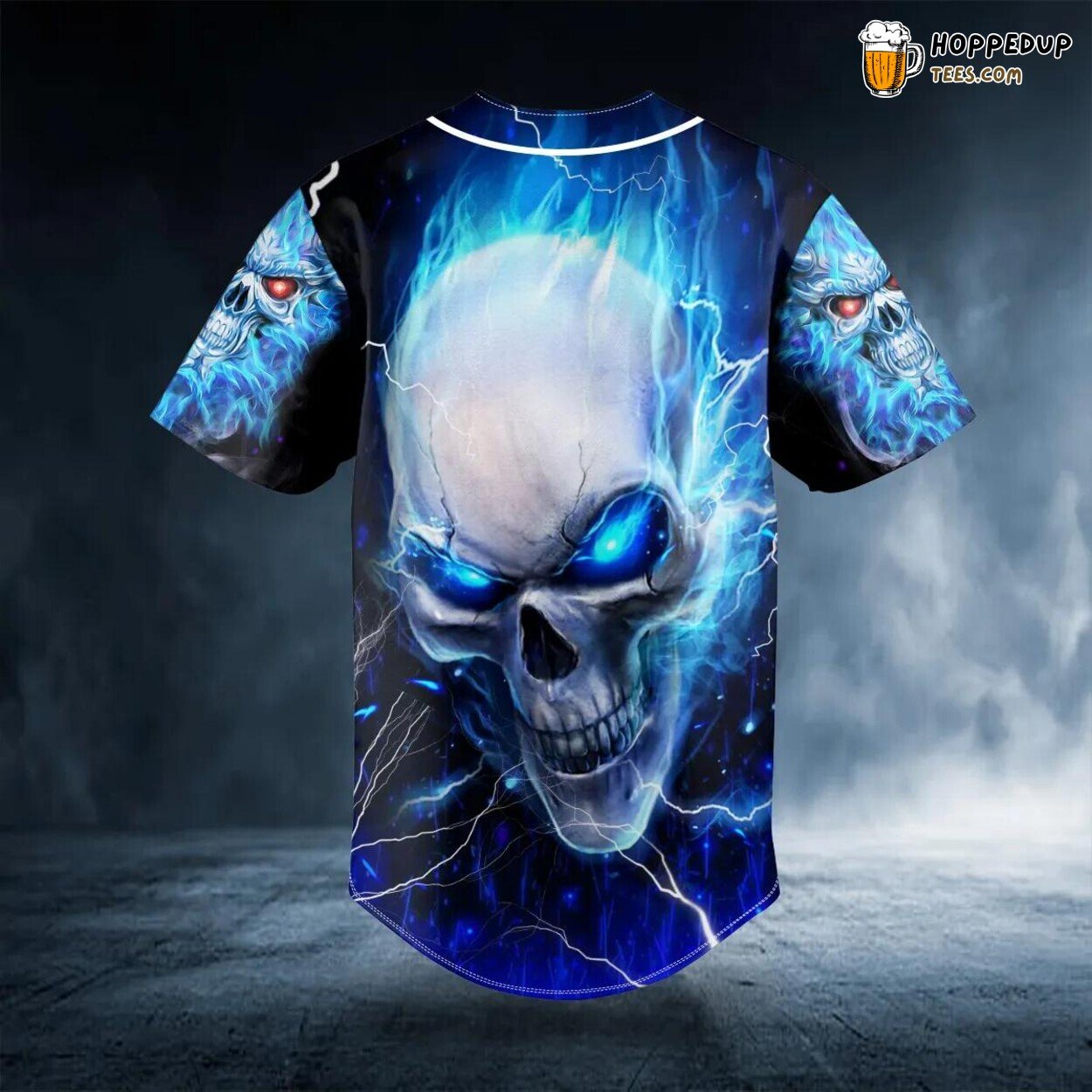 Blue Fire Lightning Baseball Jersey Viking 3D Tees Unique Design Wear Graphic Print