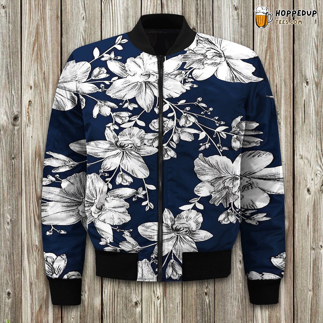 Blue Flower Blossom Winter Bomber Jacket Nature Beauty Statement
