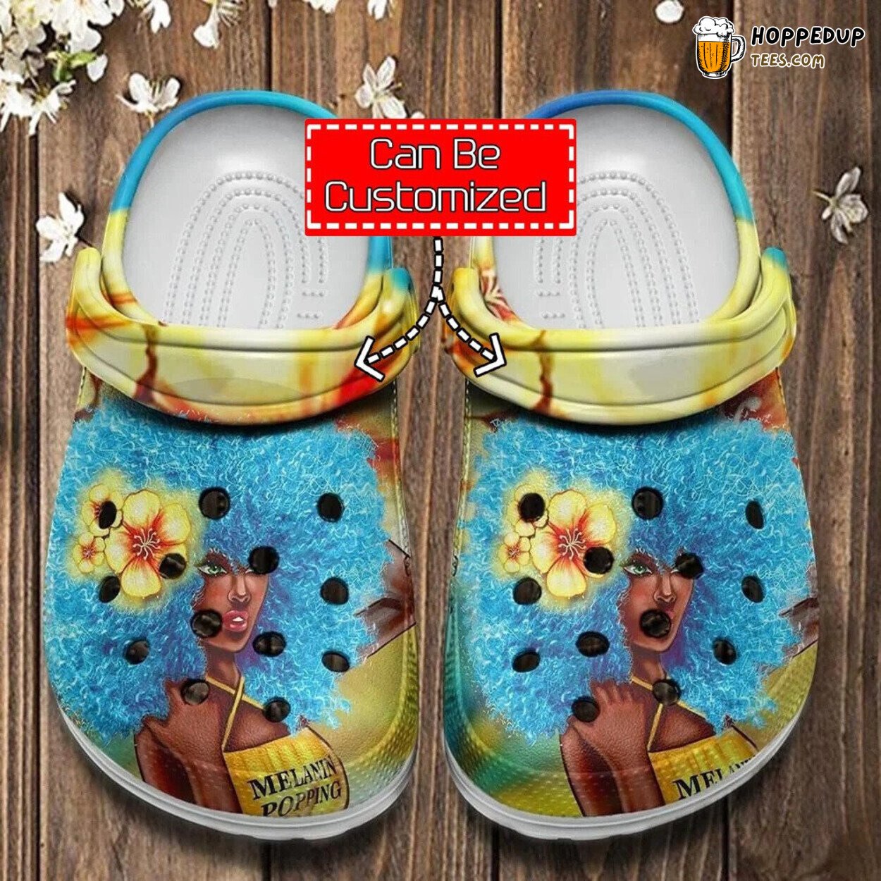 Blue Hair Melanin Poppin Custom Design Comfortable Clogs Footwear