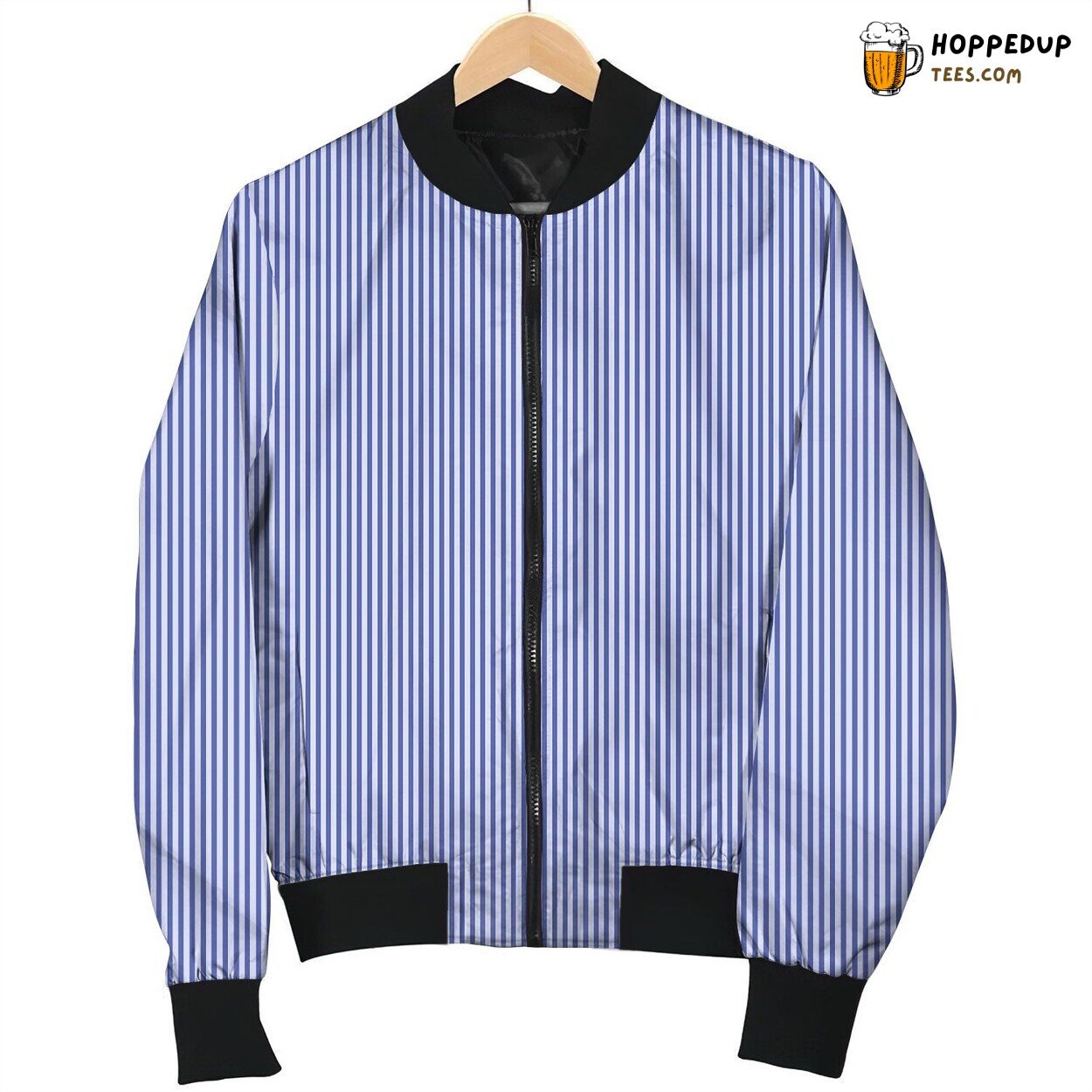 Blue Hairline Stripe Awesome Bomber Jacket