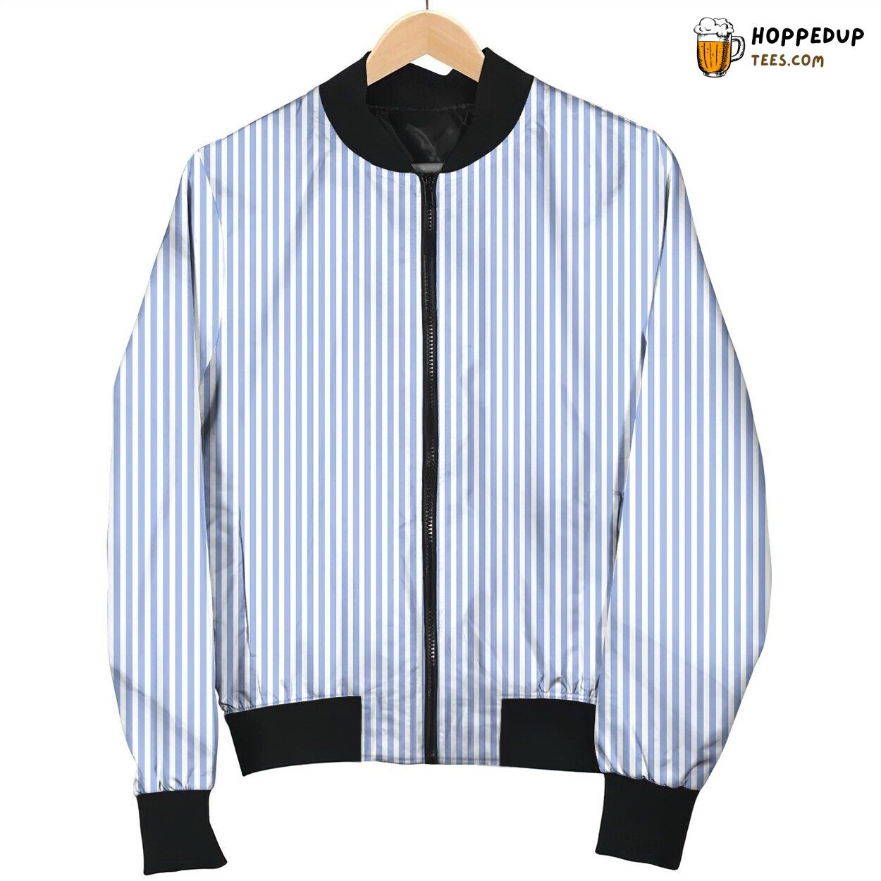 Blue Hairline Stripe Bomber Jacket