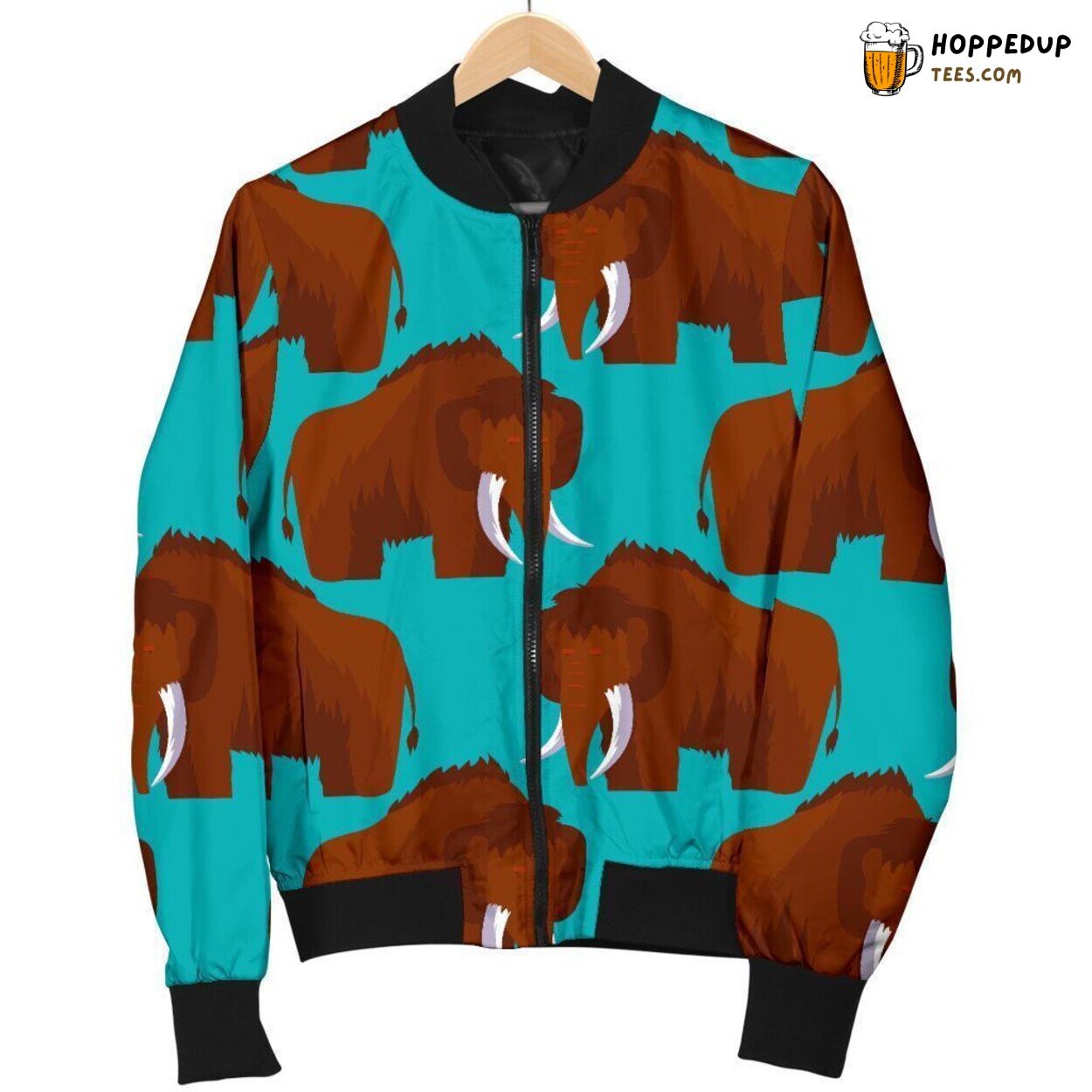 Blue Hued Mammoth Essence Men’s Bomber Jacket Unique Pattern Design Tribute