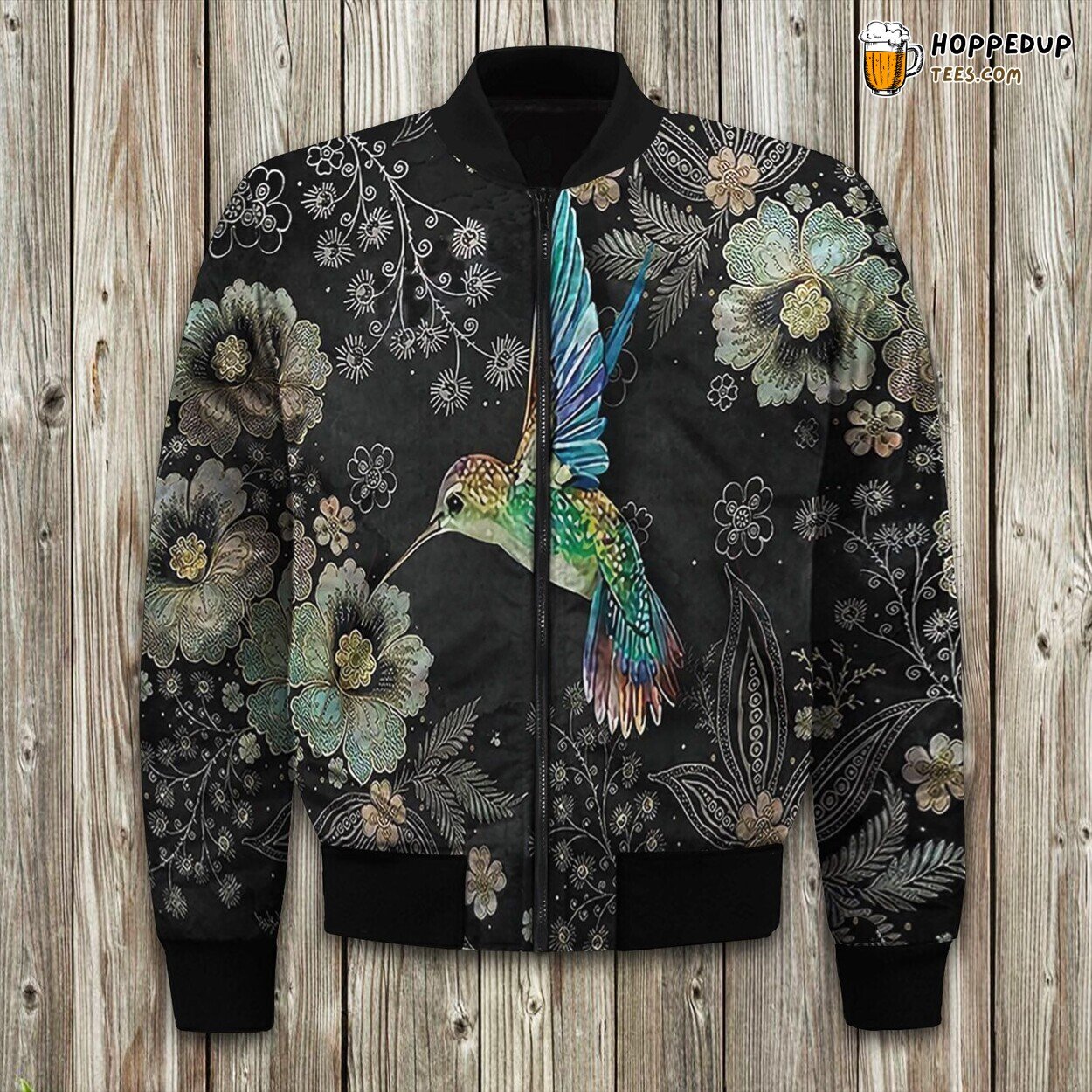 Blue Hummingbird Bomber Jacket