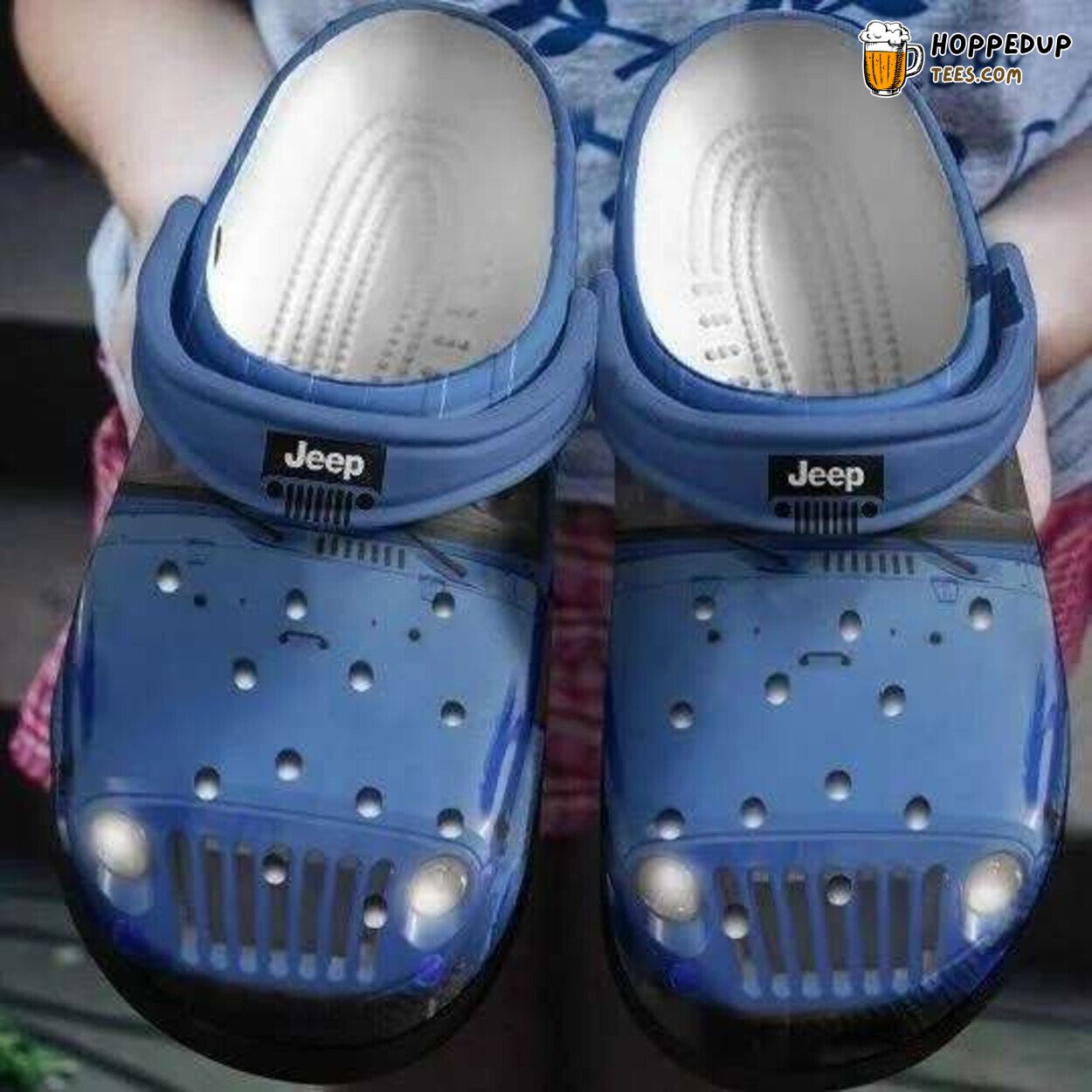 Blue Jeep Lover Themed Comfortable Unique Clog Shoes Special