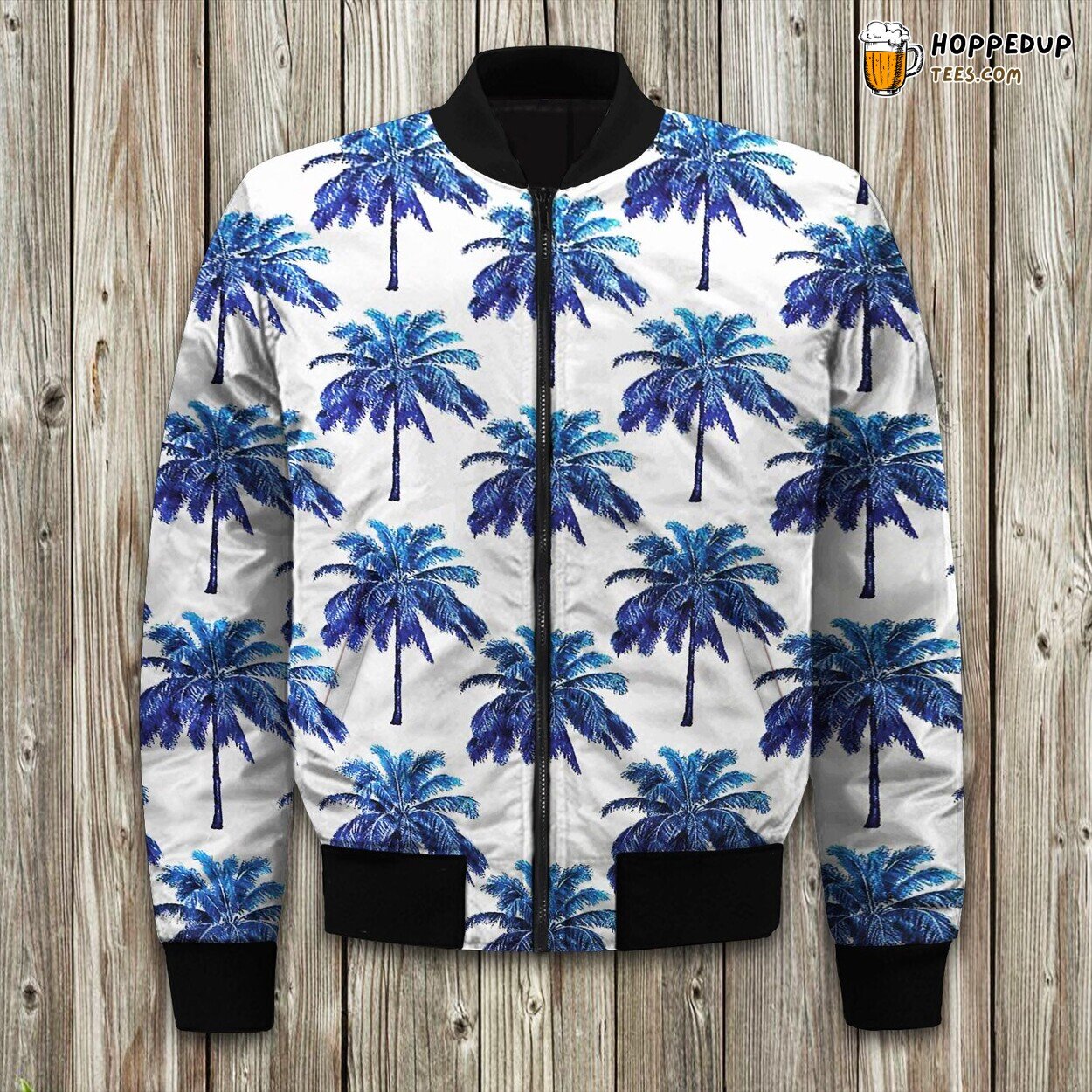 Blue Palm Tree Pr Bomber Jacket