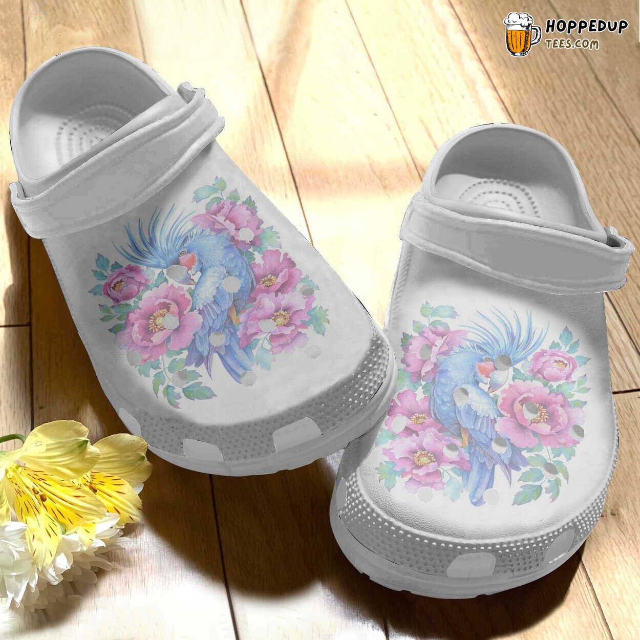 Blue Parrot Pink Flower Clog Shoes Birthday Girl Daughter Gifts