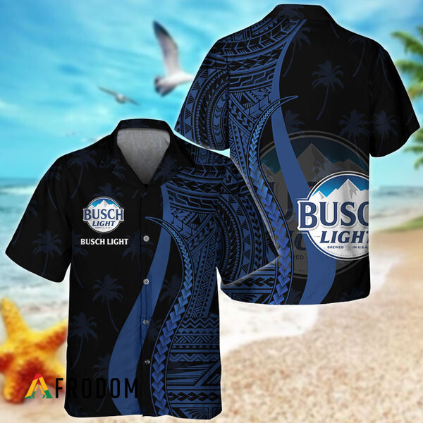 Blue Polynesian Busch Light Hawaiian Shirt HU