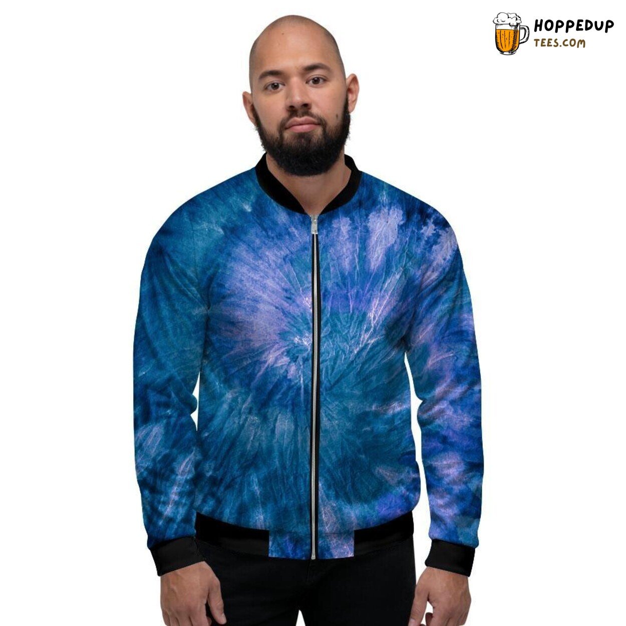 Blue Print Artistic Design Tie Dye Men’s Bomber Jacket Vibrant Swirl Fashion Blue Print Artistic Design Tie Dye Men’s Bomber Jacket Vibrant Swirl Fashion