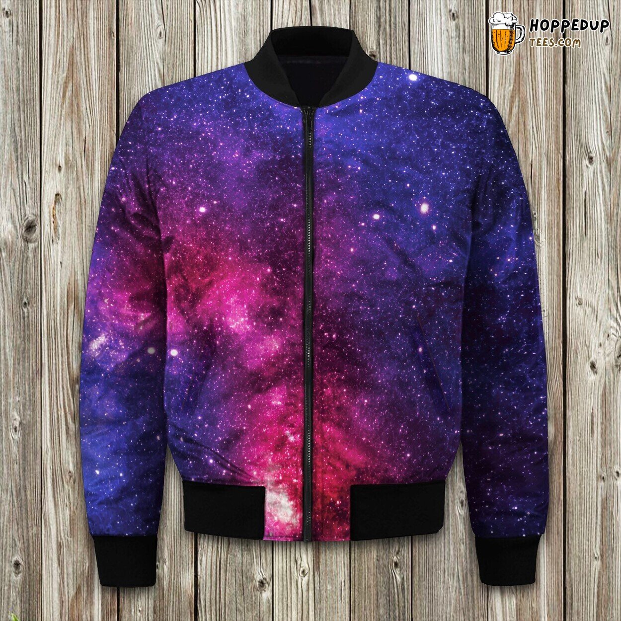 Blue Purple Stardust Galaxy Space Bomber Jacket