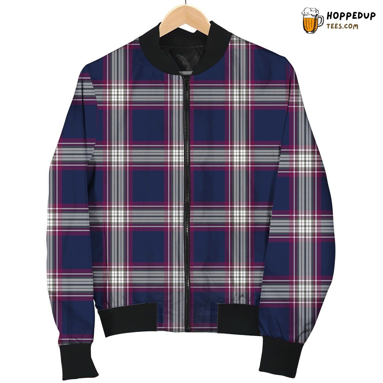 Blue Purple Tattersall Bomber Jacket