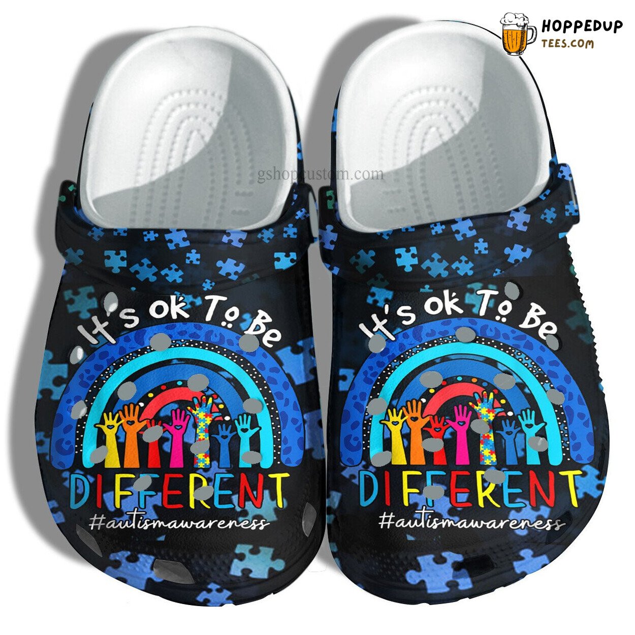 Blue Rainbow Autism Hand Sign Its Ok To Be Different Shoes