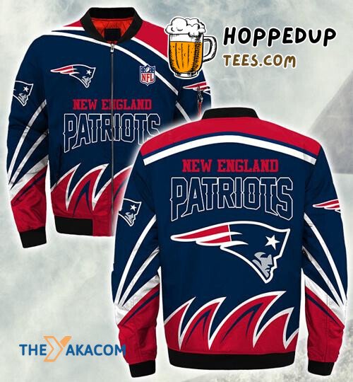 Blue Red New England Patriots Bomber Jacket Christmas Surprise