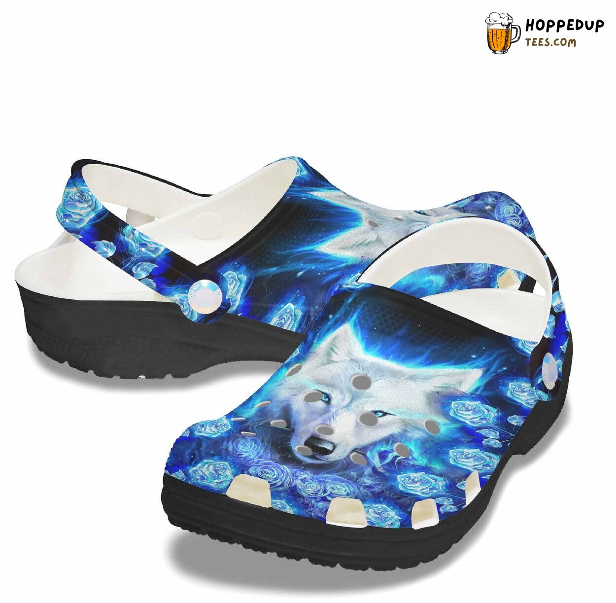 Blue Roses Diamond Wolf Rose Birthday Women Mother Clogs