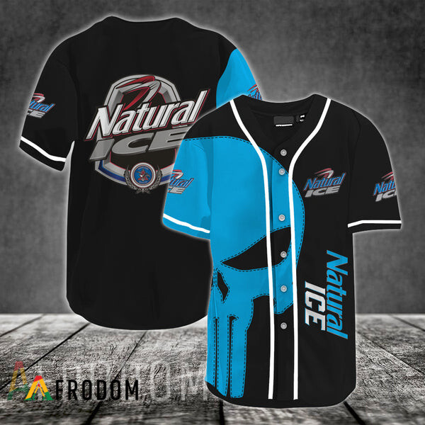 Blue Skull Natural Ice Baseball Jersey Style HU