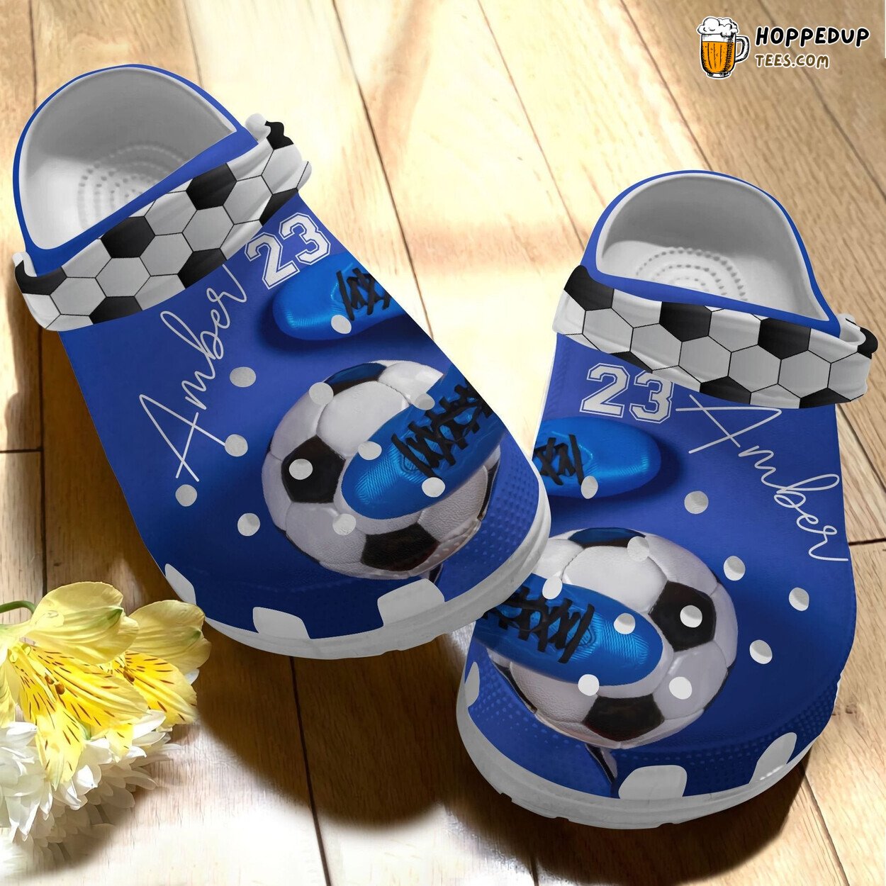 Blue Soccer Beach Themed Funny Sport Personalized Clogs Birthday Gift Men