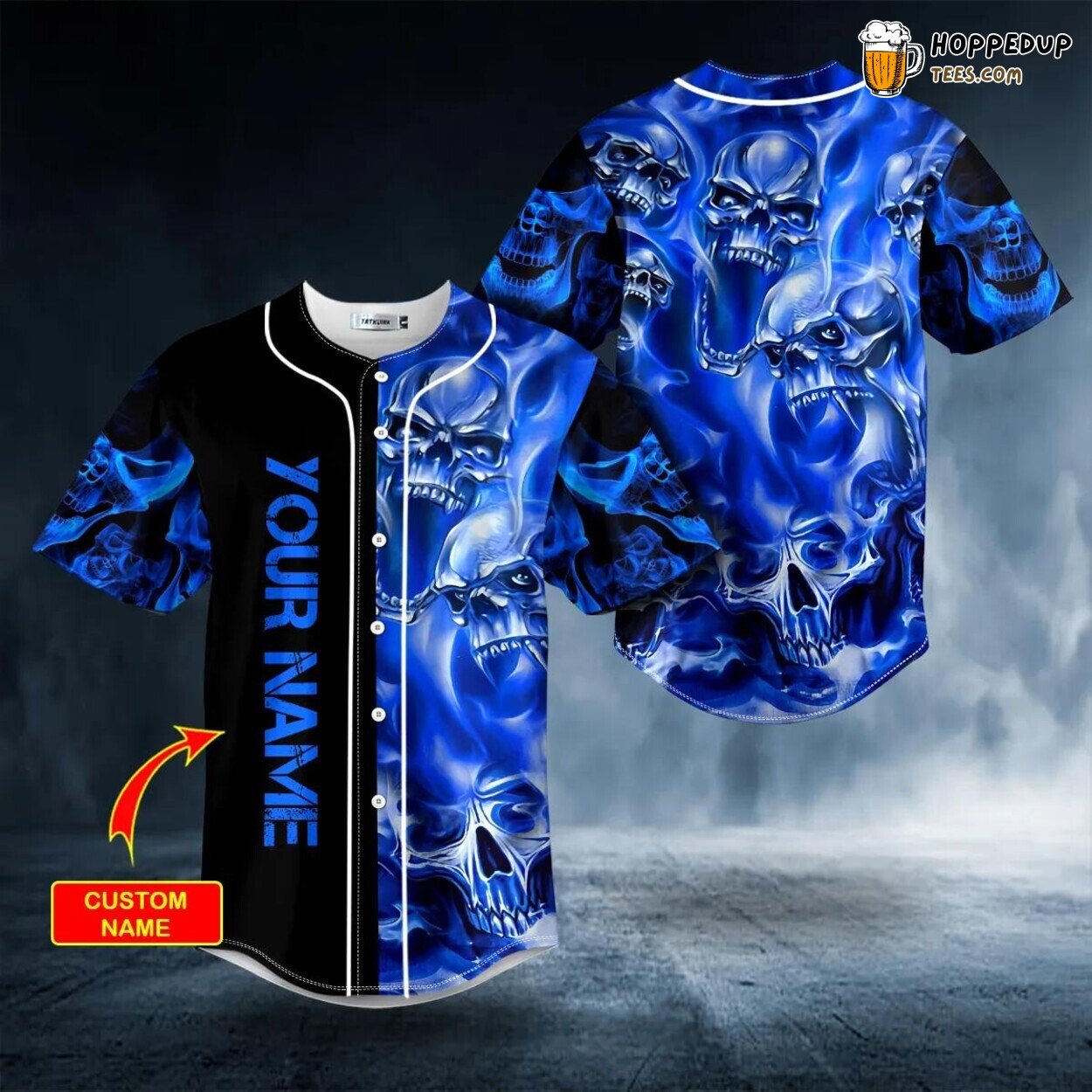 Blue Soul Eater Ghost Skull Baseball Jersey Authentic Unique Design