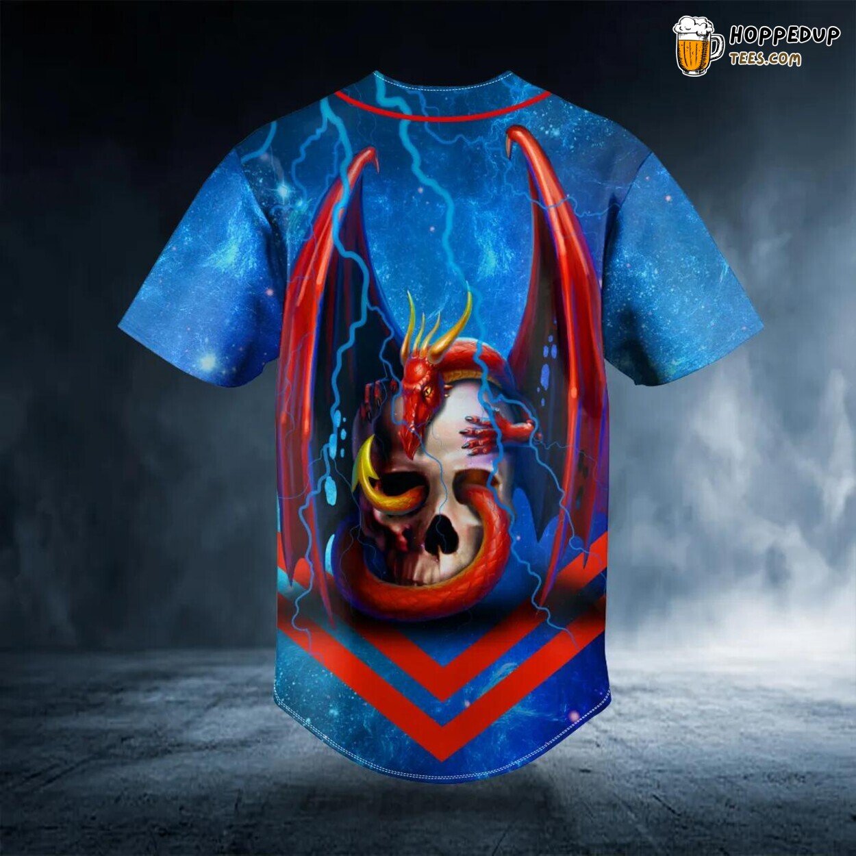 Blue Tentacle Dragon Skull Baseball Jersey Graphic Tees 3D Print Special