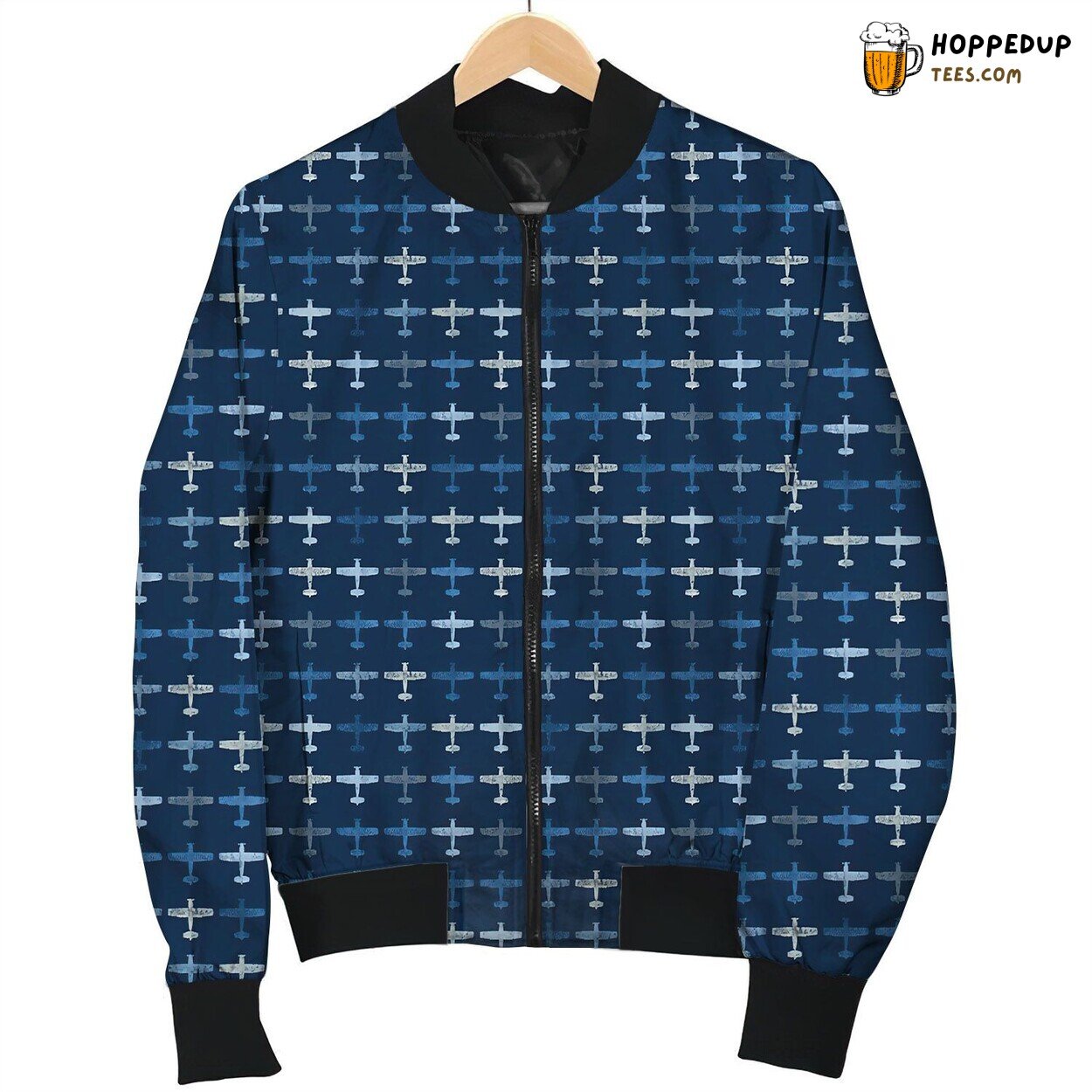 Blue Tiny Airplane Pat Bomber Jacket