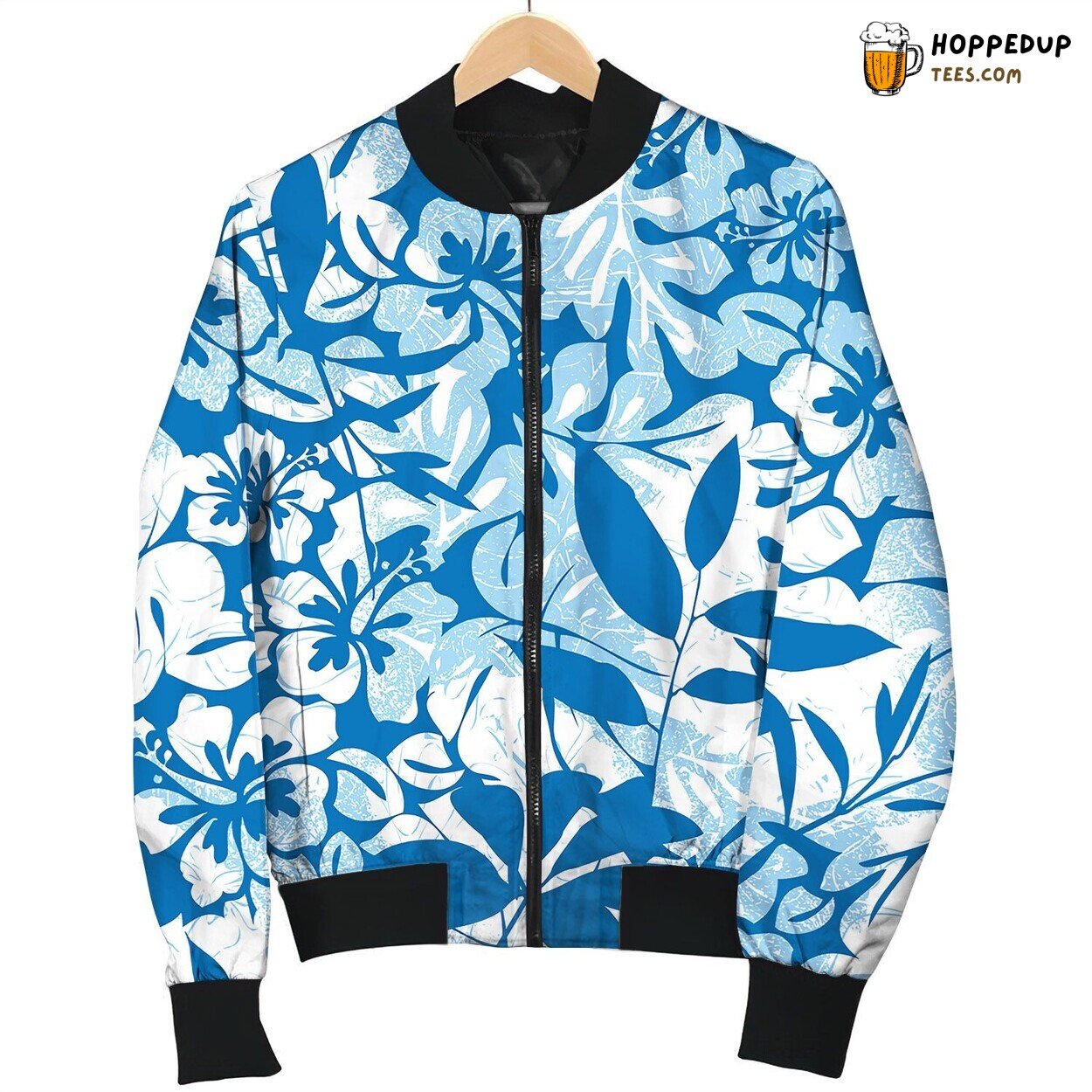 Blue Tropical Seamless Pattern Bomber Jacket