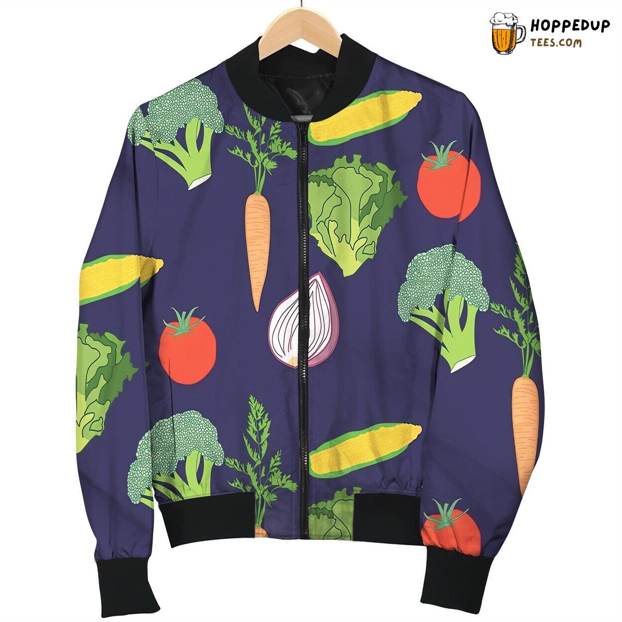 Blue Vegetable Pattern By Courtney Graben Bomber Jacket