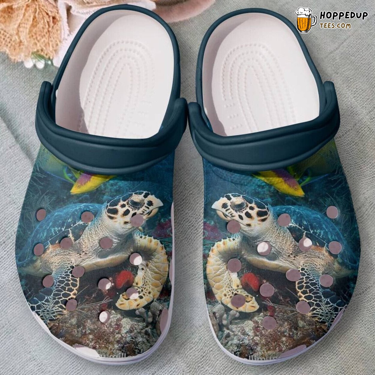 Blue Water Sea Turtle Save Ocean Outdoor Shoes Clogs Unique Design