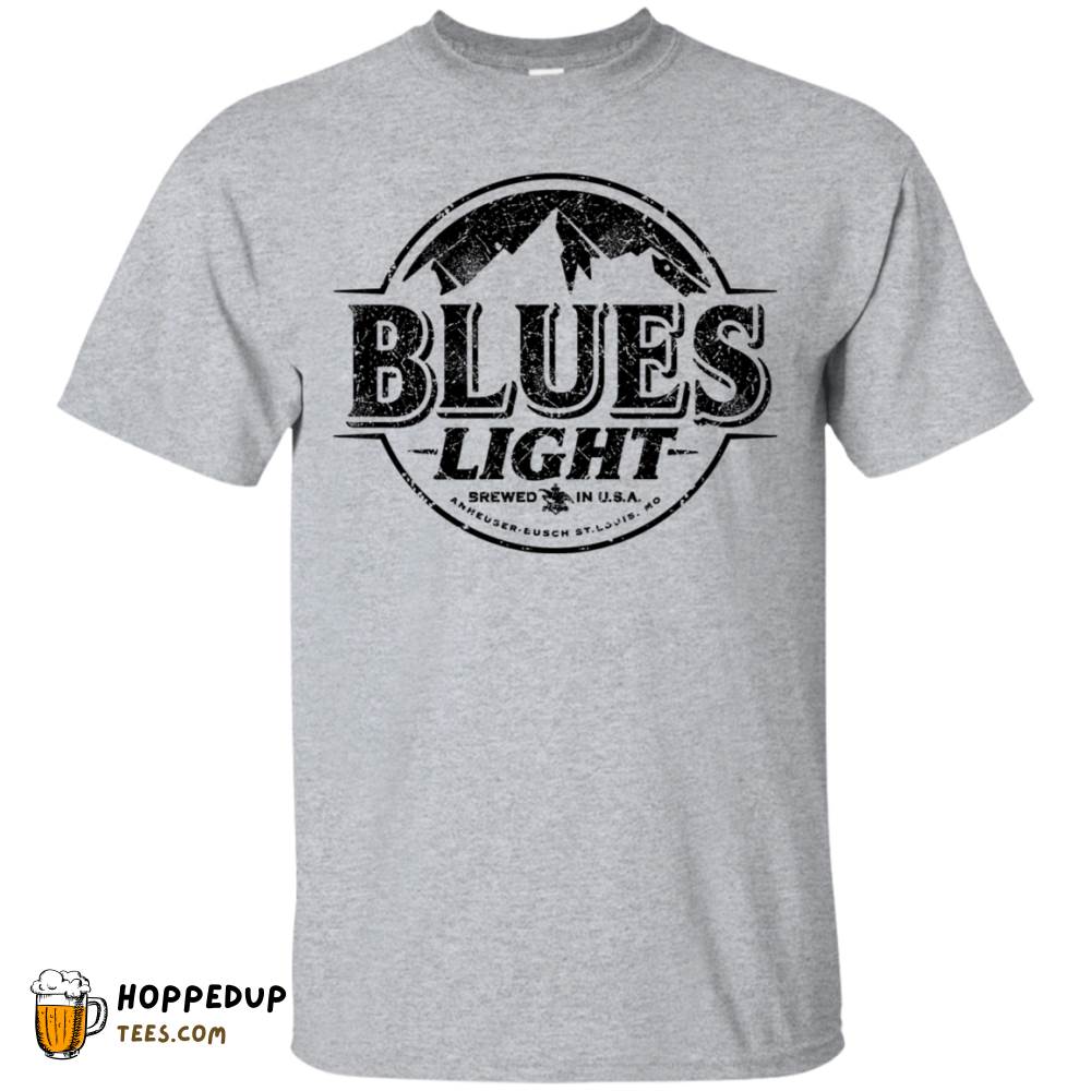 Blues Busch Light Black Worn Label Pattern Tee HU
