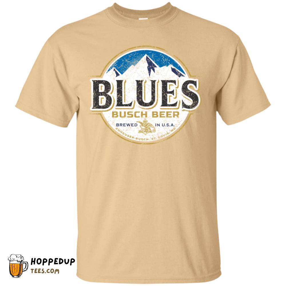 Blues Busch Light Vibrant Worn Label Pattern Tee HU