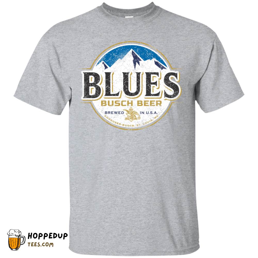 Blues Busch Light Vibrant Worn Label Pattern Tee HU