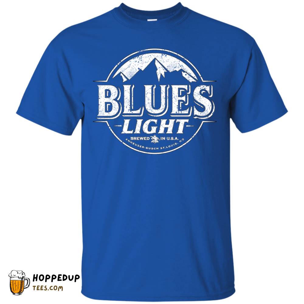 Blues Busch Light White Worn Label Pattern T-Shirt HU