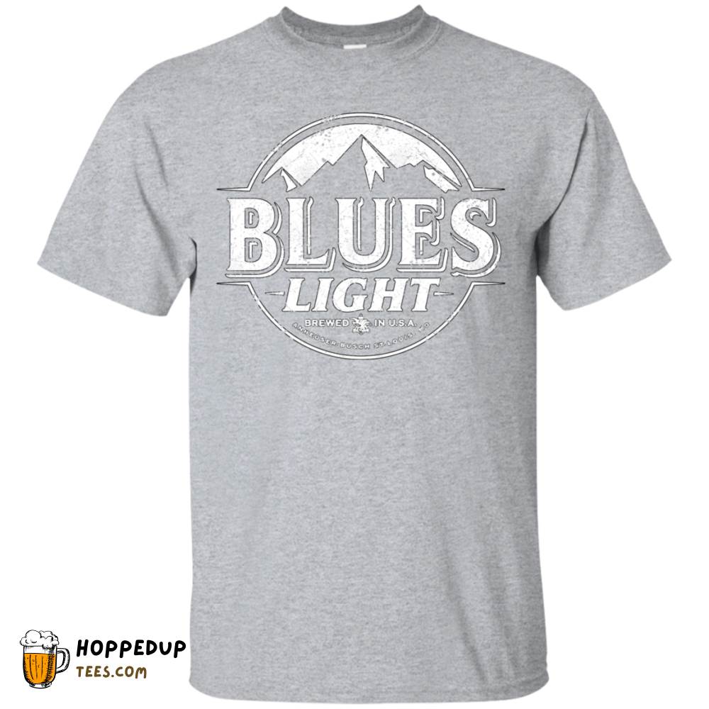 Blues Busch Light White Worn Label Pattern T-Shirt HU