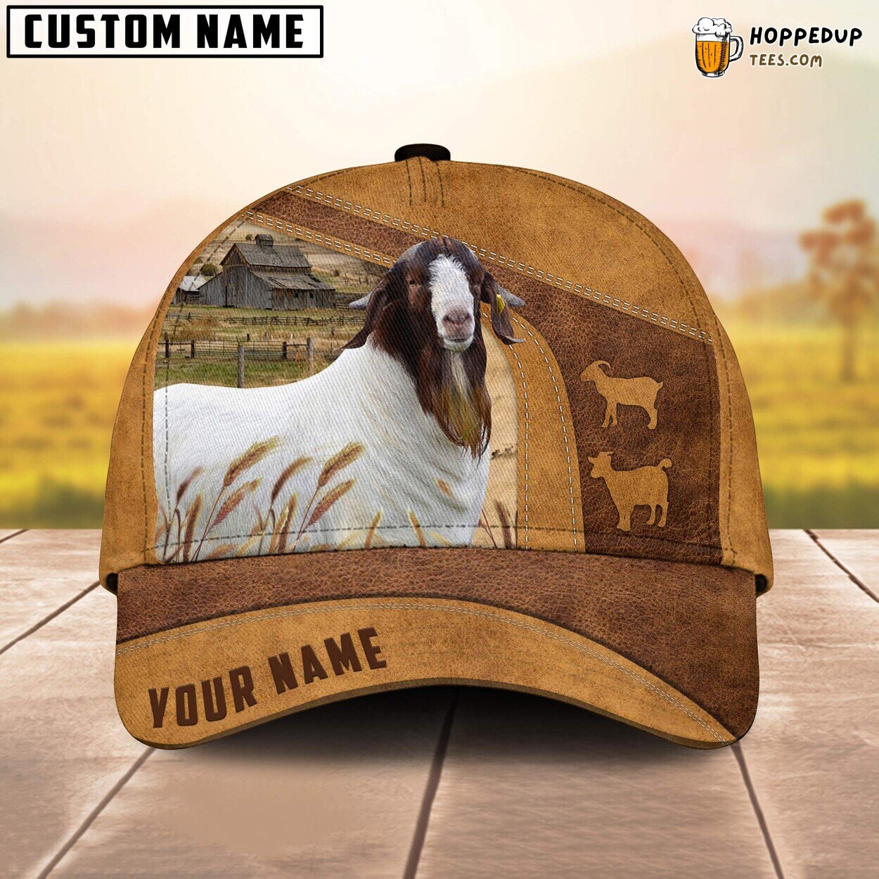 Boer Goats Retro 3D Custom Cap All Over Print Baseball Farm Animal Lover Leather