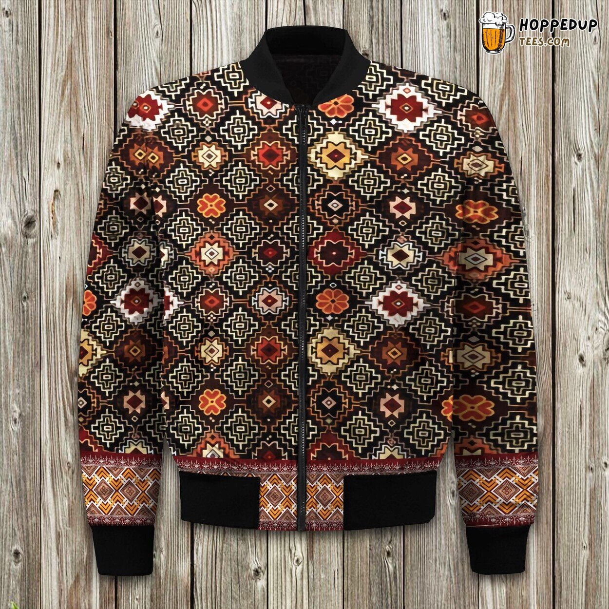 Bohemian Fashion Statement Bomber Jacket Winter’s Stylish Ethnic Artistry