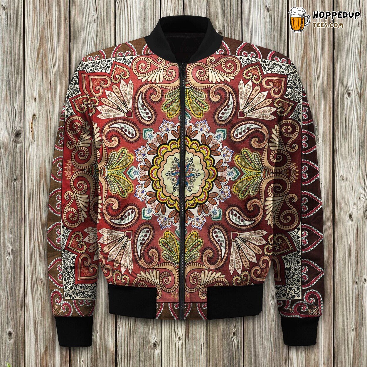 Bohemian Floral Ethnic Paisley Bomber Jacket