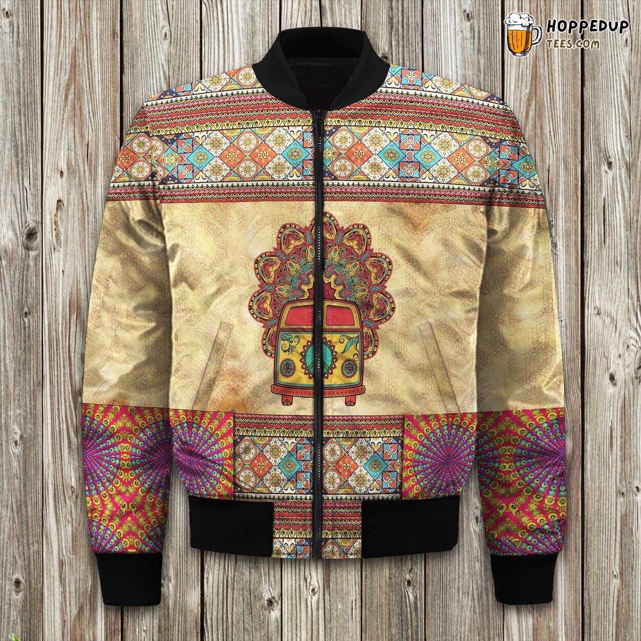 Bohemian Hippie Vibe Bomber Jacket Winter Peaceful Reverie in Fashion