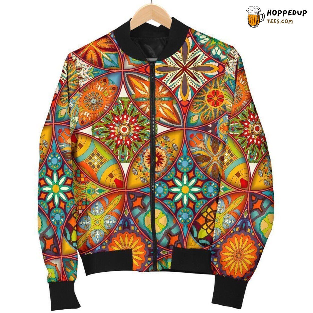 Bohemian Patchwork Delight Men’s Bomber Jacket Unique Pattern Essence Art