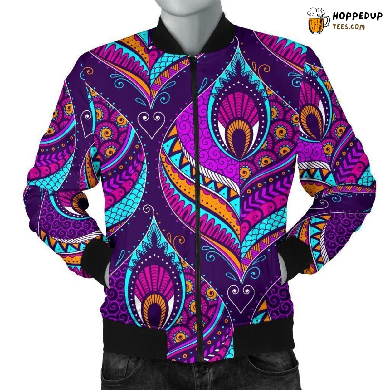 Bohemian Purple Rhapsody Men’s Bomber Jacket Unique Pattern Design Essence
