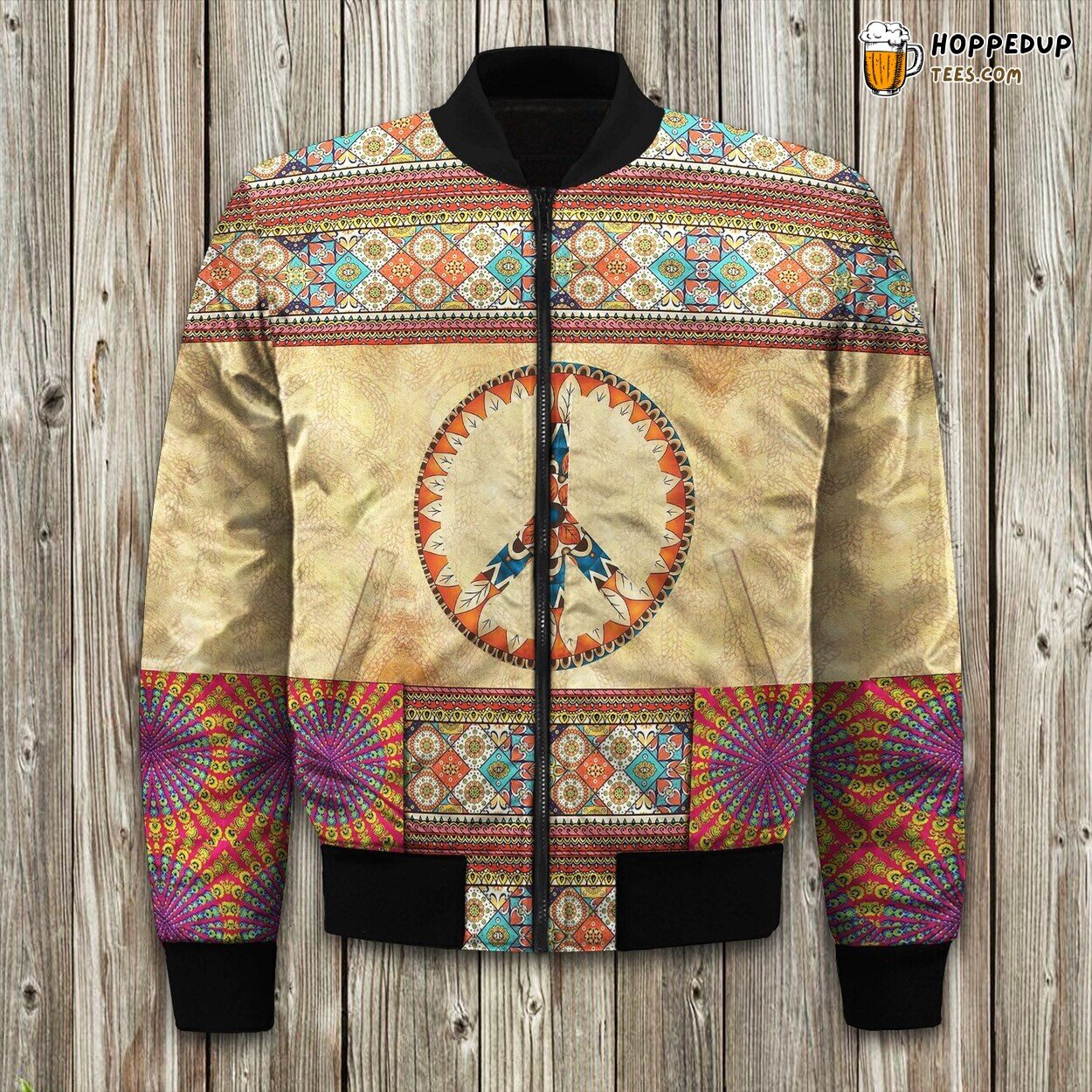 Bohemian Style Bomber Jacket Embracing Winter’s Chill in Hippie Elegance