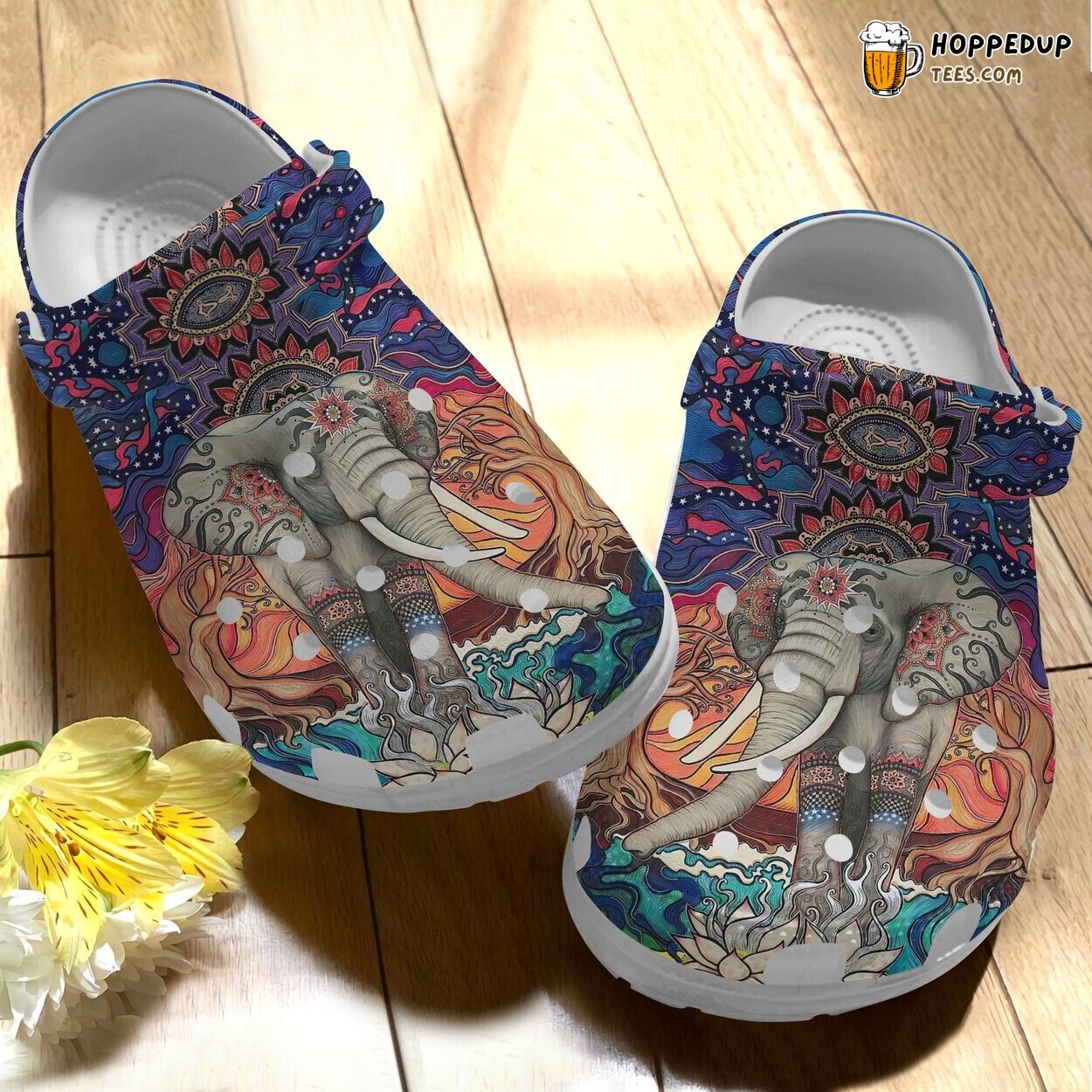 Boho Elephant Multiple Colors Theme Comfortable Clogs Birthday Shoes