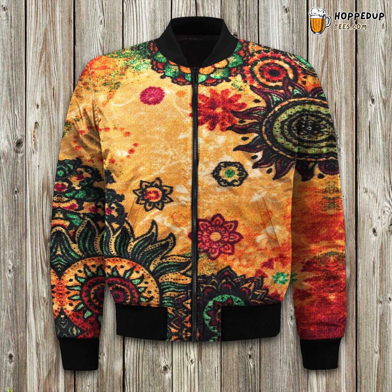 Boho Free Spirit Design Winter Bomber Jacket Vintage Flair