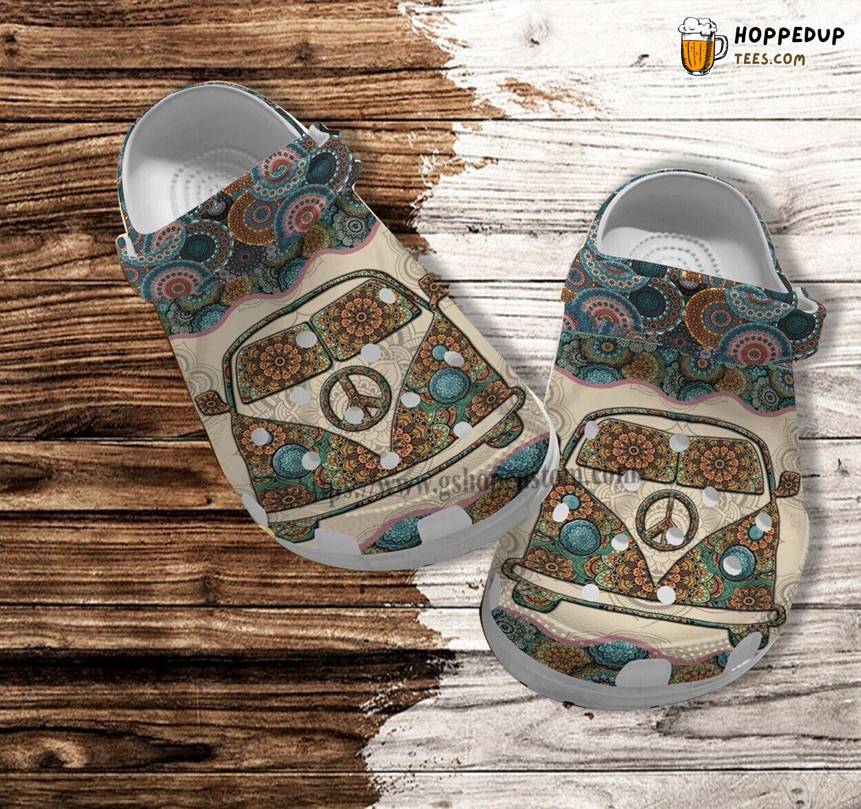 Boho Peace Bus Grandma Hippie Vintage Mother’s Day Croc Clogs