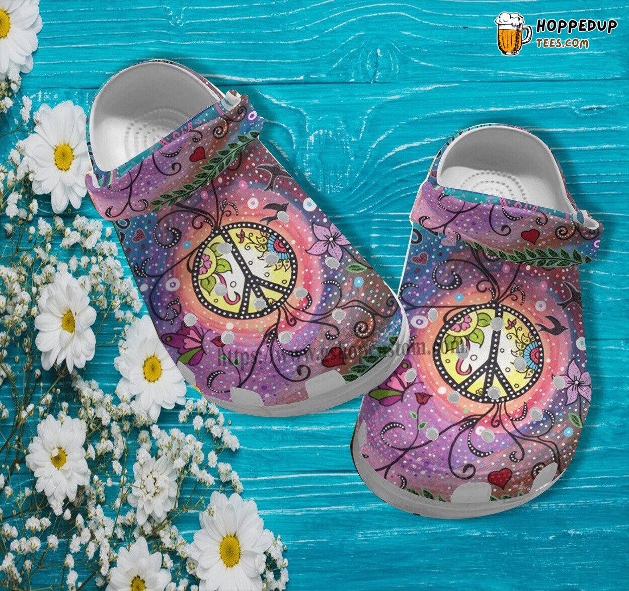 Boho Trippy Floral Twinkle Purple Hippie Peace Birthday Girl Clogs