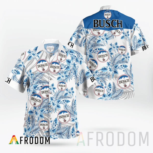 Boho Tropical Flowers Busch Beer Hawaii Button Shirt HU