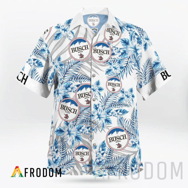 Boho Tropical Flowers Busch Beer Hawaii Button Shirt HU