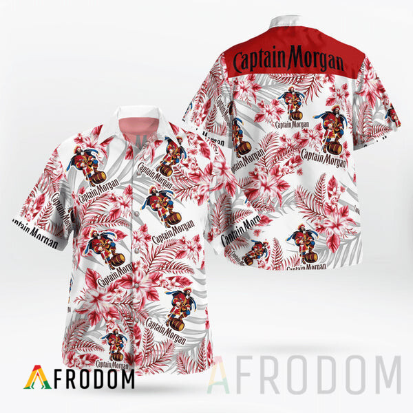 Boho Tropical Flowers Captain Morgan Hawaii Button Shirt HU